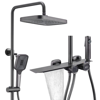 Colonne de Douche avec Mitigeur, Système de Douche avec Affichage Numérique LED Ensemble de Douche avec 32 * 20CM Pomme de Douche e Douchette à 3 Modes,Bec Baignoire