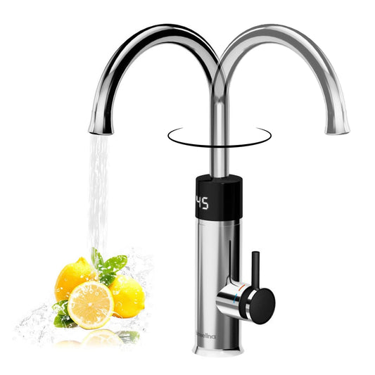 Robinet Électrique Сhauffe-Eau Instantané 3200W, Robinet électrique de cuisine avec Affichage de la température à LED, Robinet Pivotant à 360°