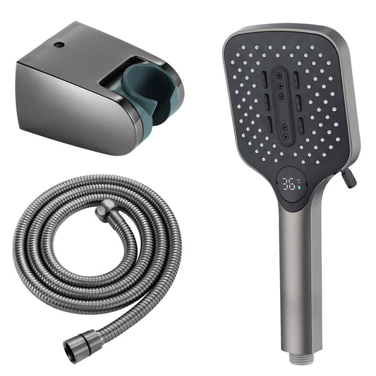 Pommeau de Douche avec 3 Modes, Haute Pression Douchette à Main Anti Calcaire Pommeau Douche Economie Deau Pommeau de Douche avec 1.5M Tuyau de Douche, Support de Douche (Gris Pistolet)