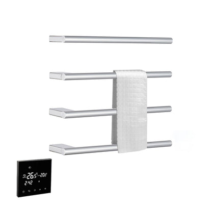 OihPaw Sèche-serviette électrique 55W Radiateur Porte-Serviettes 600×480mm avec, Affichage LED et minuterie Acier Inoxydable Porte Serviettes Electrique
