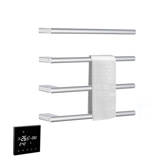 OihPaw Sèche-serviette électrique 55W Radiateur Porte-Serviettes 600×480mm avec, Affichage LED et minuterie Acier Inoxydable Porte Serviettes Electrique
