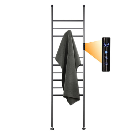 Sèche-Serviette Électrique 110W Porte-Serviettes sur Pied Gris WiFi Intelligent Commande Vocale Chauffe-Serviettes avec Minuterie 45—70°C Chauffant Électrique Radiateur de Salle de Bain 160*45CM