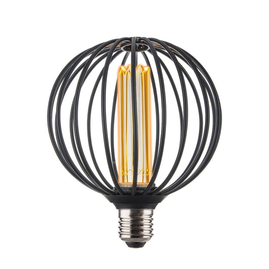 Ampoule LED,E27 Edison Vintage Ampoule,Cage en Métal Noir LED Ampoule,G125 E27 4W 180lm 1800K Jaune Chaud Ampoule à LED Décorative,Ampoules de Décoration à Incandescence Rétro,1Pcs