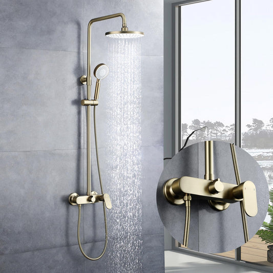 OihPaw Colonne de Douche dorée,Ensemble de Douche avec Mitigeur,Pomme de Douche et Douchette à Main,Colone Douche Mural Réglable en Hauteur,Robinet Douche