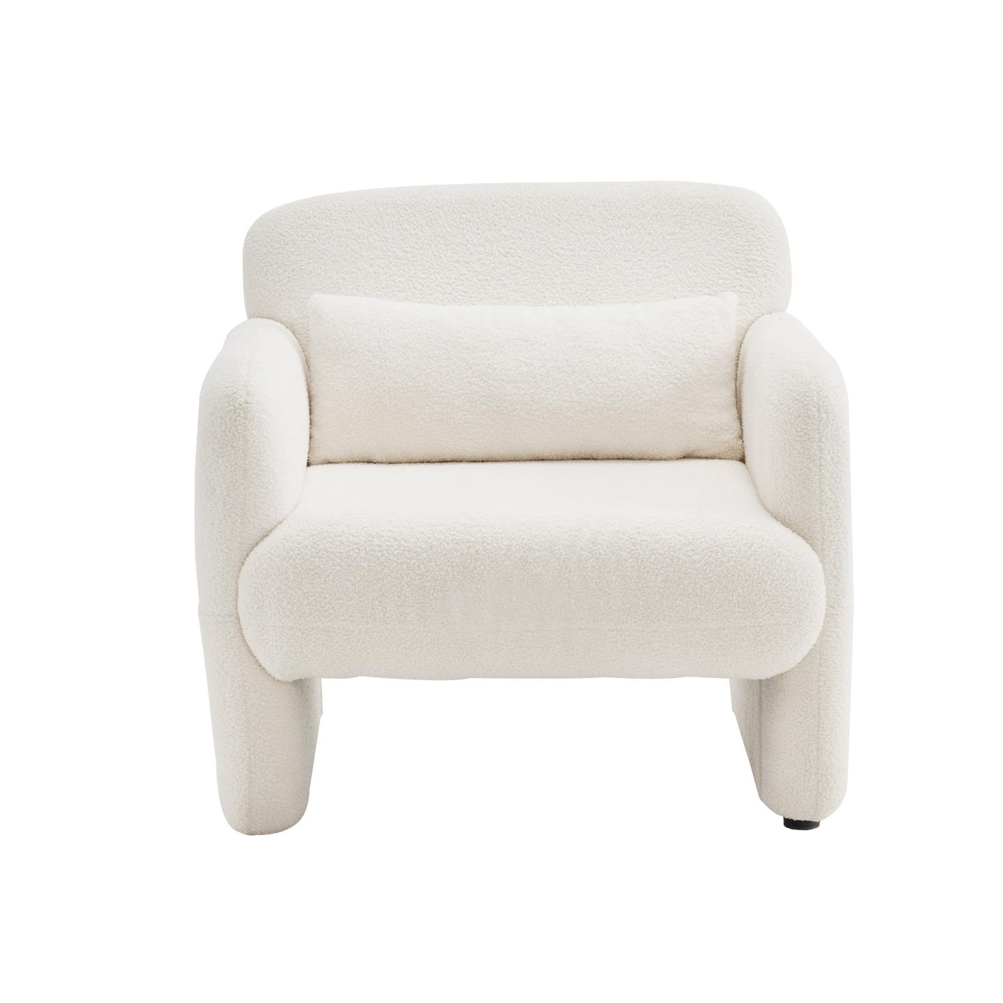 Blanc Chaise de Llecture, Fauteuil de Loisirs Teddy-Fleece-Stoff, Fauteuil salon Confortable avec Cadre en Bois Massif, Conception simple Fauteuil Chambre En Vigueur Chambre à Coucher, Salon,