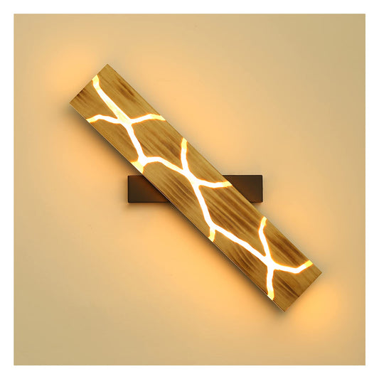 Applique Murale LED, 55 CM Intérieure Applique en Bois, 18W Lampe Murale Crack 360° Rotatif Luminaire Mural 3000K Applique Murale Intérieur 2000LM Résine Applique Murale Bois