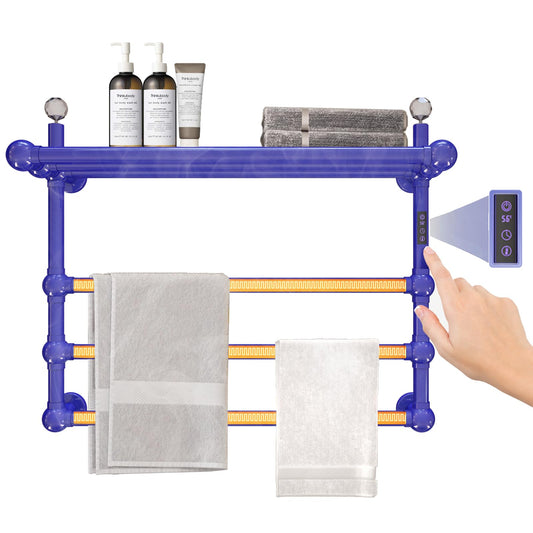Seche Serviette Electrique,50 W Chauffe Serviette avec Minuterie (1 à 8 Heures) Et RéGlage De La TempéRature (30 à 60 °C),WiFi Intelligent SèChe,Commande Tactile LED Chauffe Serviette Salle De Bain
