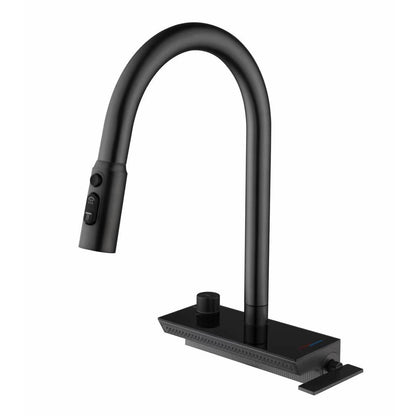 Robinet De Cuisine Avec Douchette, Robinet Cuisine Douchette, Robinetterie De Cuisine Avec Affichage De La TempéRature, Mitigeur Cuisine Avec Douchette, Rotation à 360°, 4 Types De Douche