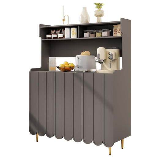 Buffet de Cuisine, Armoire de Cuisine 2 Placards Portes, Vaisselier Cuisine Anti-basculement, Meuble Cuisine Rangement Conception Ouverte, Grande Capacité, Style Simple, 120 x 40 x 151cm