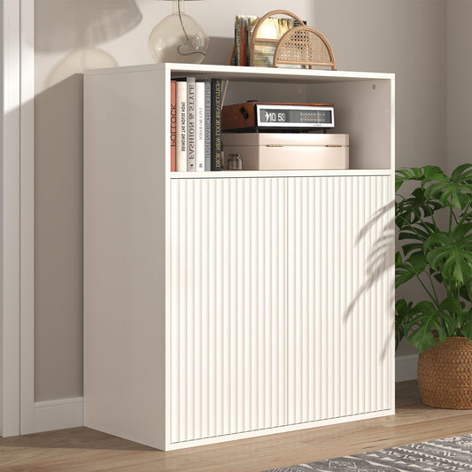 Buffet de Cuisine, Armoire de Salon, Bibliothèque Étagères Réglables, Meuble de Rangement Surface Anti-Rayures, Vaisselier avec Porte Blister, Charnière Tampon, 70 x 35 x 90 cm, 2 Portes en Bois