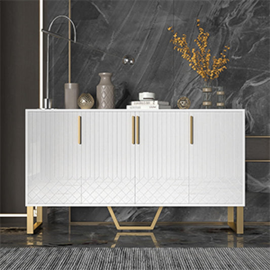 Peiaw Buffet,Meuble de Cuisine Rangement,Blanc bahut,Buffet 4 Portes, Armoire de Cuisine, Buffet avec poignées et Pieds en métal, 140 x 40 x 80 cm, adapté pour Chambre, Salon, Balcon, Bureau.