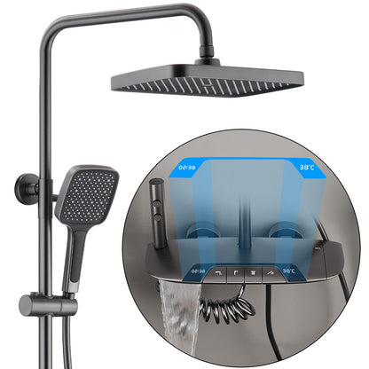 Colonne de Douche Thermostatique, Système de Douche avec Affichage Numérique LED Ensemble de Douche avec 32 * 20CM Pomme de Douche e Douchette à 3 Modes, Bec Baignoire, Bidet Douche (Gris Pistolet)