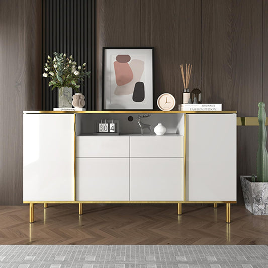 Peiaw Buffet,bahut Salon,Buffet avec 4 Portes et 2 tiroirs,Buffet avec éclairage LED,Meuble Chambre,Meuble Rangement Cuisine 150 x 40 x 80 cm,Commode de Style Moderne,Buffet avec Rangement Ouvert