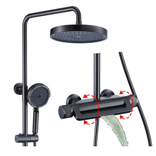 OihPaw Colonne de Douche Thermostatique Ensemble Douche Mural Système de Douche 3 Fonctions Kit de Douche avec 33 * 22cm Douche de Tête, 3 Modes Pommeau de Douche, Mitigeur de Douche Cascade
