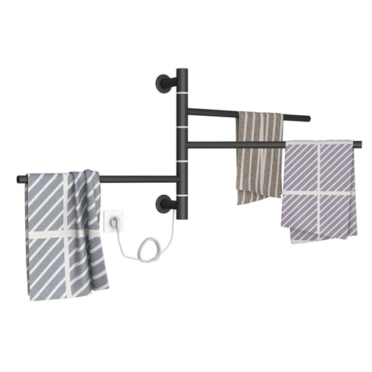 OihPaw Sèche-serviette électrique 30W Rotatif Chauffe-Serviettes 560x410mm Porte-Serviettes Chauffant Électrique Mural Température Constante Radiateur de Salle de Bain