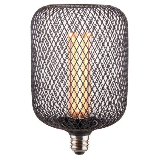 Ampoule LED,E27 Edison Vintage Ampoule,Cage en Métal Noir LED Ampoule,E27 4W 140lm 1800K Jaune Chaud Ampoule à LED Décorative,Ampoules de Décoration à Incandescence Rétro,1Pcs