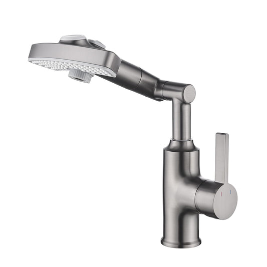 Mitigeur Lavabo Affichage Numérique LED Robinet Lavabo Gris Pistolet Robinet Cascade, Rotation à 360° Robinet Salle de Bain 3 Fonctions Mitigeur Salle de Bain