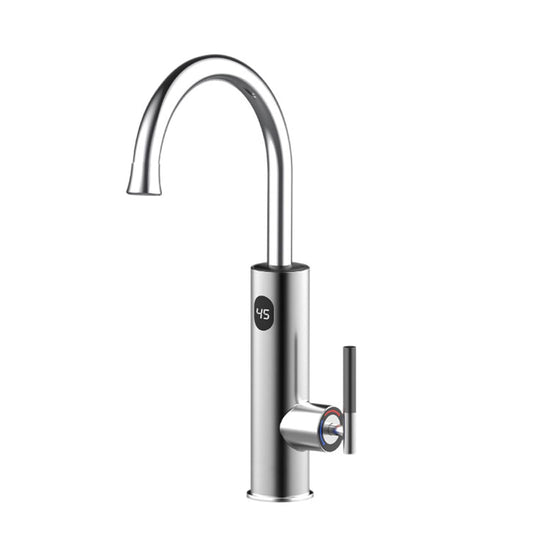 Robinet électrique avec chauffe-eau instantané 220 V pour cuisine, 3200 W, avec affichage de la température LCD, rotation à 360 °, avec chauffe-eau instantané, argent