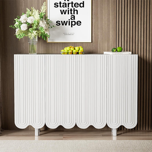 Peiaw Buffet,Meuble de Cuisine Rangement,Buffet avec 4 Portes et étagères réglables,Buffet en Forme de Larme, Blanc Meuble de Rangement 120 x 37.5 x 80.8 cm, Buffet avec charnières amorties