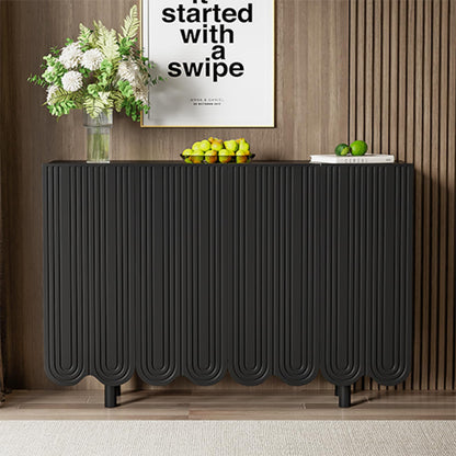 Peiaw Buffet,Meuble de Cuisine Rangement,Buffet avec 4 Portes et étagères réglables,Buffet en Forme de Larme, Noir Meuble de Rangement 120 x 80,8 x 37,5 cm, Buffet avec charnières amorties