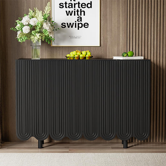 Peiaw Buffet,Meuble de Cuisine Rangement,Buffet avec 4 Portes et étagères réglables,Buffet en Forme de Larme, Noir Meuble de Rangement 120 x 80,8 x 37,5 cm, Buffet avec charnières amorties