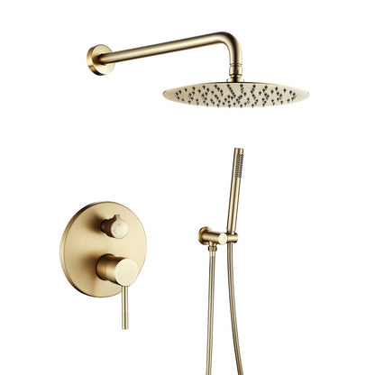 OihPaw Ensemble de Douche Encastrable Doré,Système de Douche À 2 Fonctions avec Pommeau de Douche Ronde 20CM et Douchette À Mains,Colonne De Douche Encastré pour Salle de Bains