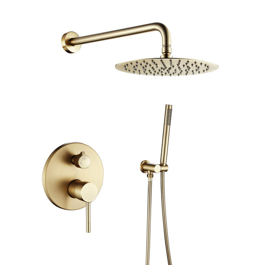 OihPaw Ensemble de Douche Encastrable Doré,Système de Douche À 2 Fonctions avec Pommeau de Douche Ronde 20CM et Douchette À Mains,Colonne De Douche Encastré pour Salle de Bains