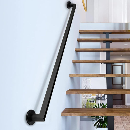 Main courante,main courante pour escalier noir,Rampe d'escalier,rampe escalier de Barre de Garde de rétro de Tuyau de Fer de Vent Industriel,pour les escaliers,les murs,loft,couloir