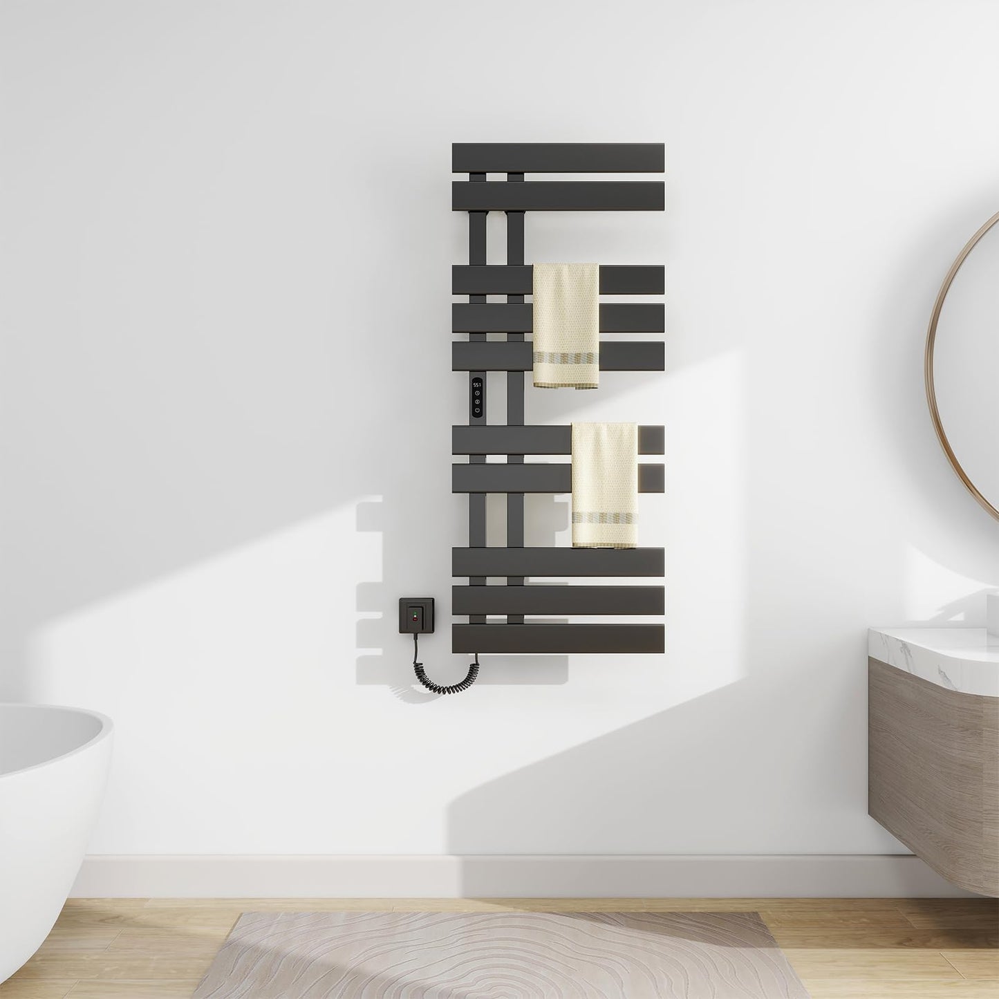OihPaw Sèche-serviette électrique,Porte-Serviettes électrique, Chauffe-Serviettes Intelligent à Température Constante, Température Réglable - G576