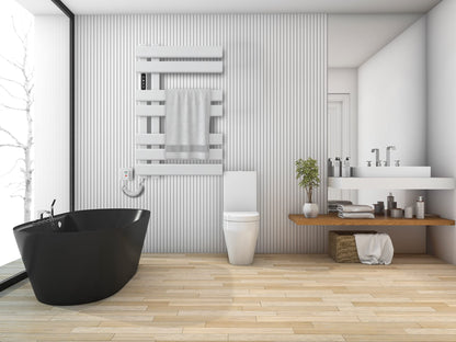 OihPaw Sèche-serviette électrique,450x720mm Radiateur Seche Serviette Salle de Bain, Affichage LED, économie d'énergie, avec Minuterie&Température Ajustable - R530