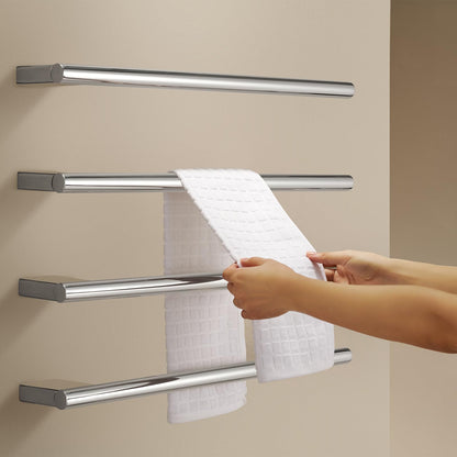 OihPaw Sèche-serviette électrique 55W Radiateur Porte-Serviettes 600×480mm avec, Affichage LED et minuterie Acier Inoxydable Porte Serviettes Electrique