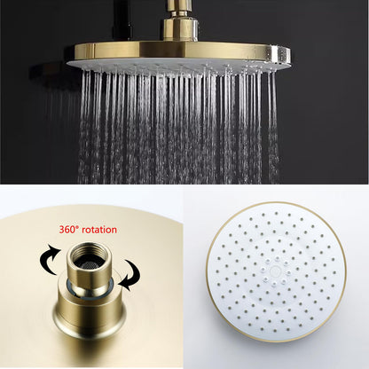 OihPaw Colonne de Douche dorée,Ensemble de Douche avec Mitigeur,Pomme de Douche et Douchette à Main,Colone Douche Mural Réglable en Hauteur,Robinet Douche