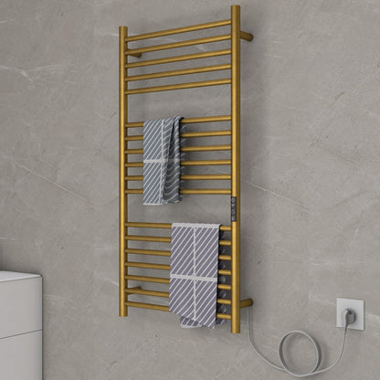 OihPaw Sèche-serviette électrique 550x1100mm 220W Porte-Serviettes Chauffant Chauffe-Serviettes Mural en Acier Carbone 30-70°C Minuterie pour Salle de Bain