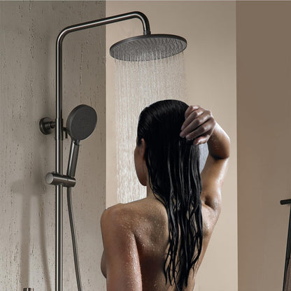OihPaw Colonne De Douche Thermostatique, Ensemble De Douche Mural 4 Fonctions Avec Affichage NuméRique Led Pomme De Douche Ronde De 26 Cm, Douchette à Main, Robinet De Bain Cascade