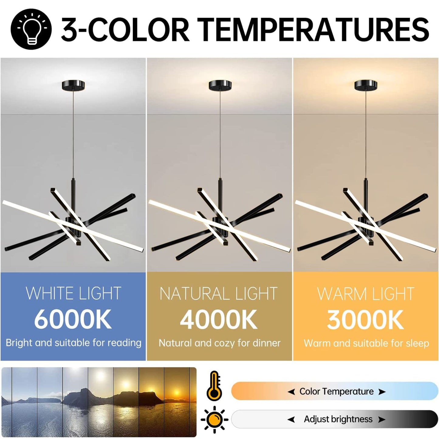 Suspension LED,82W LED Plafonnier Dimmable,Moderne LED Lustre Acrylique Design Lampe salon Lustres Chambre avec Télécommandée,Lustre Réglable en Hauteur,pour Cuisine Salle Manger Lampes