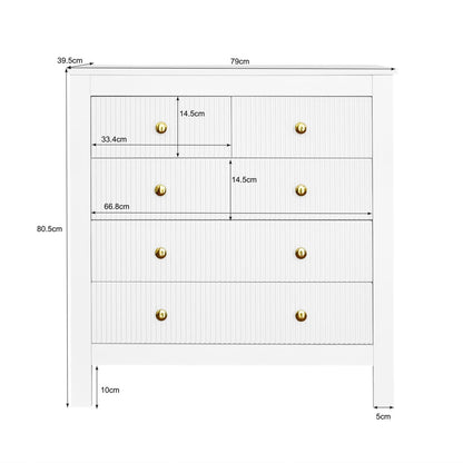 Peiaw Commode,Blanc bahut de Salle a Manger,Commode Verticale à 5 tiroirs,Commode avec poignées dorées, casier, Meuble à Chaussures 79 x 39.5 x 80.5 cm, adapté pour Balcon, Chambre et Bureau