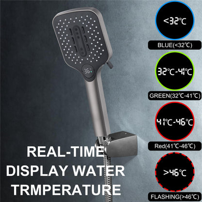 Pommeau de Douche avec 3 Modes, Haute Pression Douchette à Main Anti Calcaire Pommeau Douche Economie Deau Pommeau de Douche avec 1.5M Tuyau de Douche, Support de Douche (Gris Pistolet)
