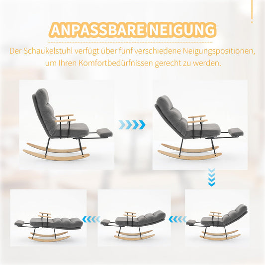 SHUGUANG Tissu Fauteuil Bascule, Fauteuil Chambre pour Lecture avec Mécanisme de Repose-Pieds Manuel, Réglage par Gravité Chaise de Lecture Fauteuil Bascule en Vigueur Chambre à Coucher, Salon