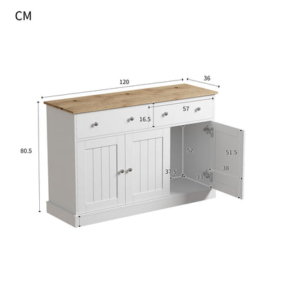 Buffet,buffet bahut salon blanc,Buffet avec 3 portes et 2 tiroirs, buffet avec poignées argentées et charnières amorties, meuble de rangement 120 x 36 x 80.5 cm,Convient couloir du balcon chambre