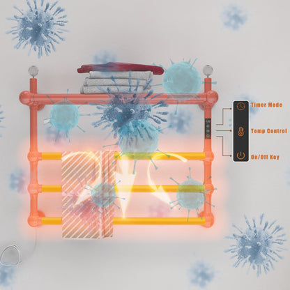 Sèche-Serviette Électrique Couleur Orange 50W Chauffe-Serviettes 60 * 50 * 23cm Porte-Serviettes Chauffant Électrique Mural Température Constante Intelligente Radiateur de Salle de Bain