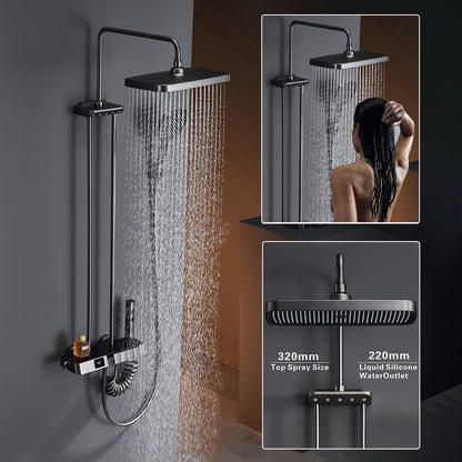 OihPaw Système de Douche Thermostatique,Colonne de Douche avec Affichage de la Température,Pulvérisateur d'épaule,Douche Bidet,Robinet de Douche de Baignoire,Pommeau de Douche,Douche à main