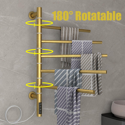 OihPaw Sèche serviette électrique,WiFi avec 5 Barres Porte-Serviettes Chauffant Pivotant à 180 °,45W 42x66CM Chauffe-Serviettes électrique Mural avec Thermostat