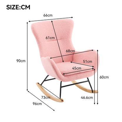 SHUGUANG Chaise a Bascule avec Cadre en Bois Massif, Fauteuil À Bascule Teddy-Fleece-Stoff, Conception Simple Chaise de Lecture Fauteuil Bascule en Vigueur Chambre à Coucher, Salon