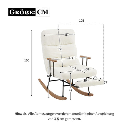 SHUGUANG Tissu Fauteuil Bascule, Fauteuil Chambre pour Lecture avec Mécanisme de Repose-Pieds Manuel, Réglage par Gravité Chaise de Lecture Fauteuil Bascule en Vigueur Chambre à Coucher, Salon
