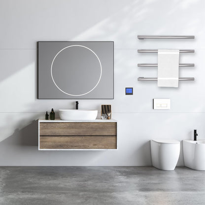 OihPaw Sèche-serviette électrique 55W Radiateur Porte-Serviettes 600×480mm avec, Affichage LED et minuterie Acier Inoxydable Porte Serviettes Electrique