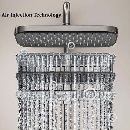 Colonne de Douche Thermostatique Colonne Douche Salle de Bain Affichage Numérique Colonne de Douche avec Mitigeur, Gris Pistolet Hauteur RéGlable Ensemble de Douche avec Douchette