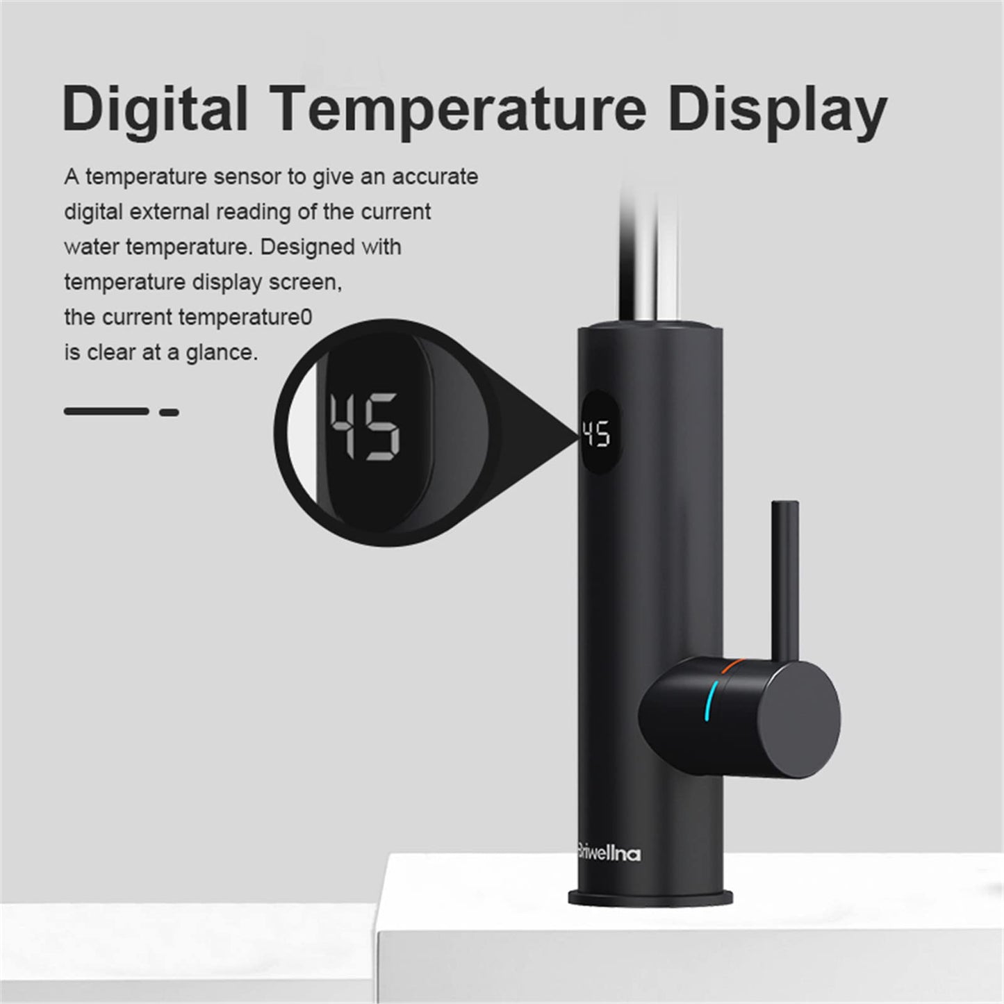 Robinet Chauffe eau Instantané Électrique 3200W,Rotatif à 360° Robinet Evier de Cuisine en Acier Inoxydable avec Affichage de la Température LED et Flexible Bec, 230V Robinet Chauffant Electrique