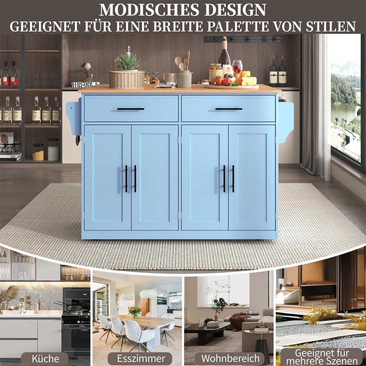 SHUGUANG Desserte de Cuisine, Meuble Cuisine Desserte, 120x46(70) x91 cm Ilot Cuisine avec Bureau Pliant, Rangement Cuisine avec roulettes et Pieds Interchangeables, pour Cuisine/Salle Manger