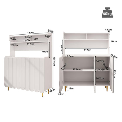 Buffet de Cuisine, Armoire de Cuisine 2 Placards Portes, Vaisselier Cuisine Anti-basculement, Meuble Cuisine Rangement Conception Ouverte, Grande Capacité, Style Simple, 120 x 40 x 151cm