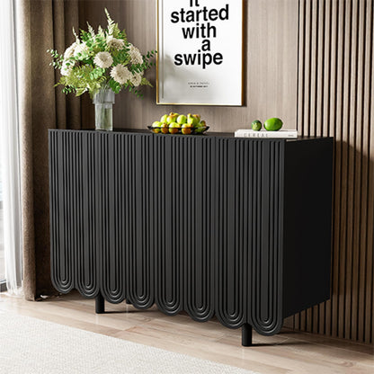 Peiaw Buffet,Meuble de Cuisine Rangement,Buffet avec 4 Portes et étagères réglables,Buffet en Forme de Larme, Noir Meuble de Rangement 120 x 80,8 x 37,5 cm, Buffet avec charnières amorties
